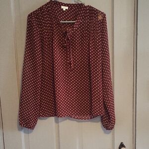 Chic Maroon Polka Dot Blouse
